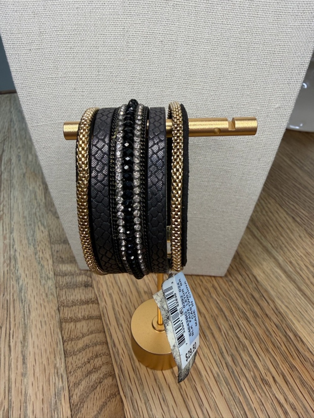 Black and Gold Multi-Row Wrap Bracelet NWT